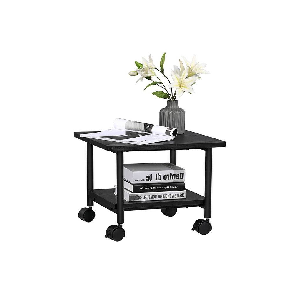 FaFurn - Printer Stand with Bottom Shelf in Black, Metal/Wood