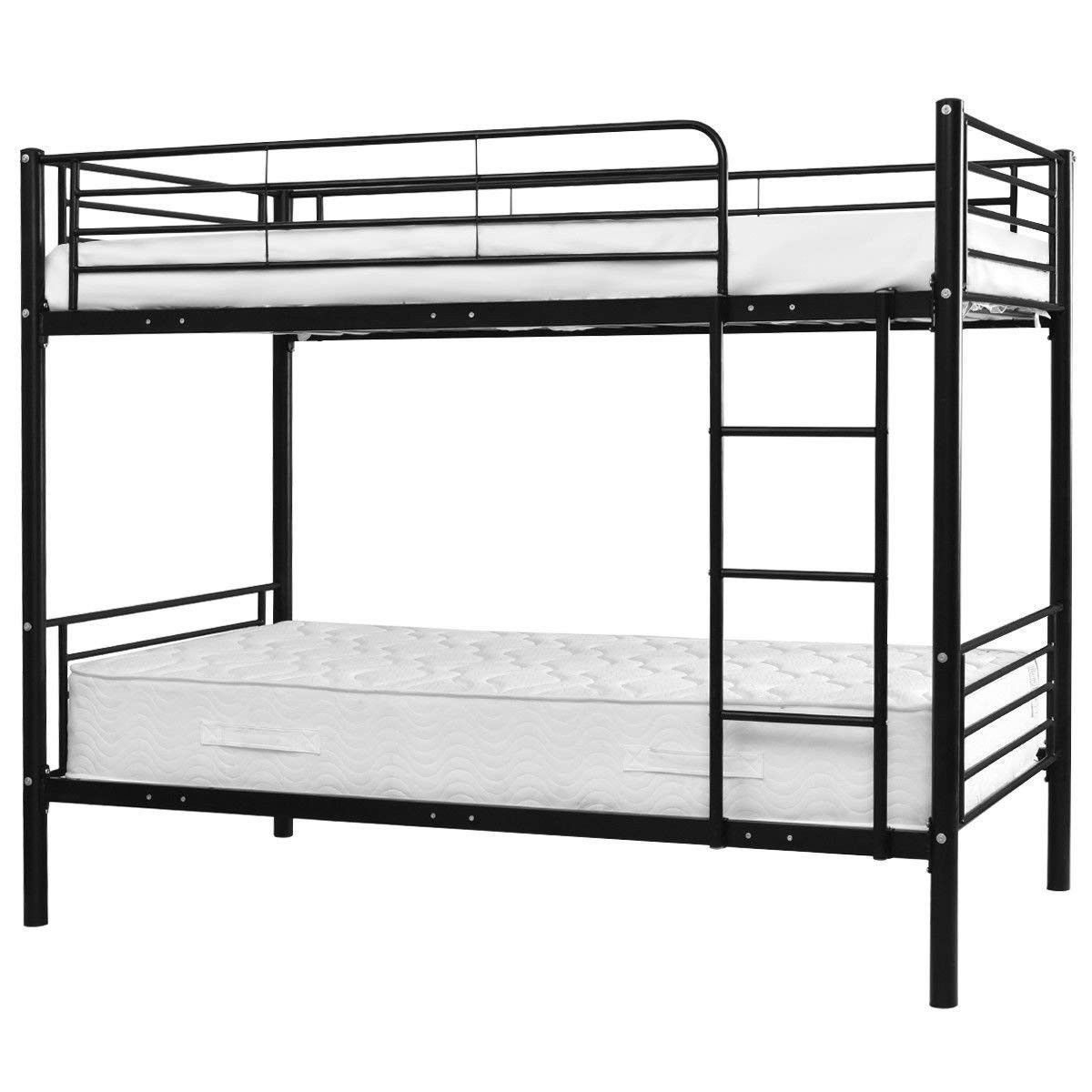 FaFurn - Twin Size Bunk Bed with Ladder in Black/White, Metal