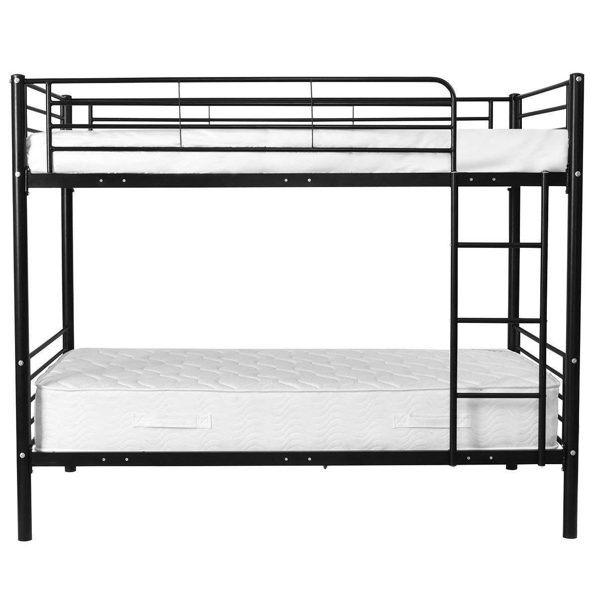 FaFurn - Twin Size Bunk Bed with Ladder in Black/White, Metal