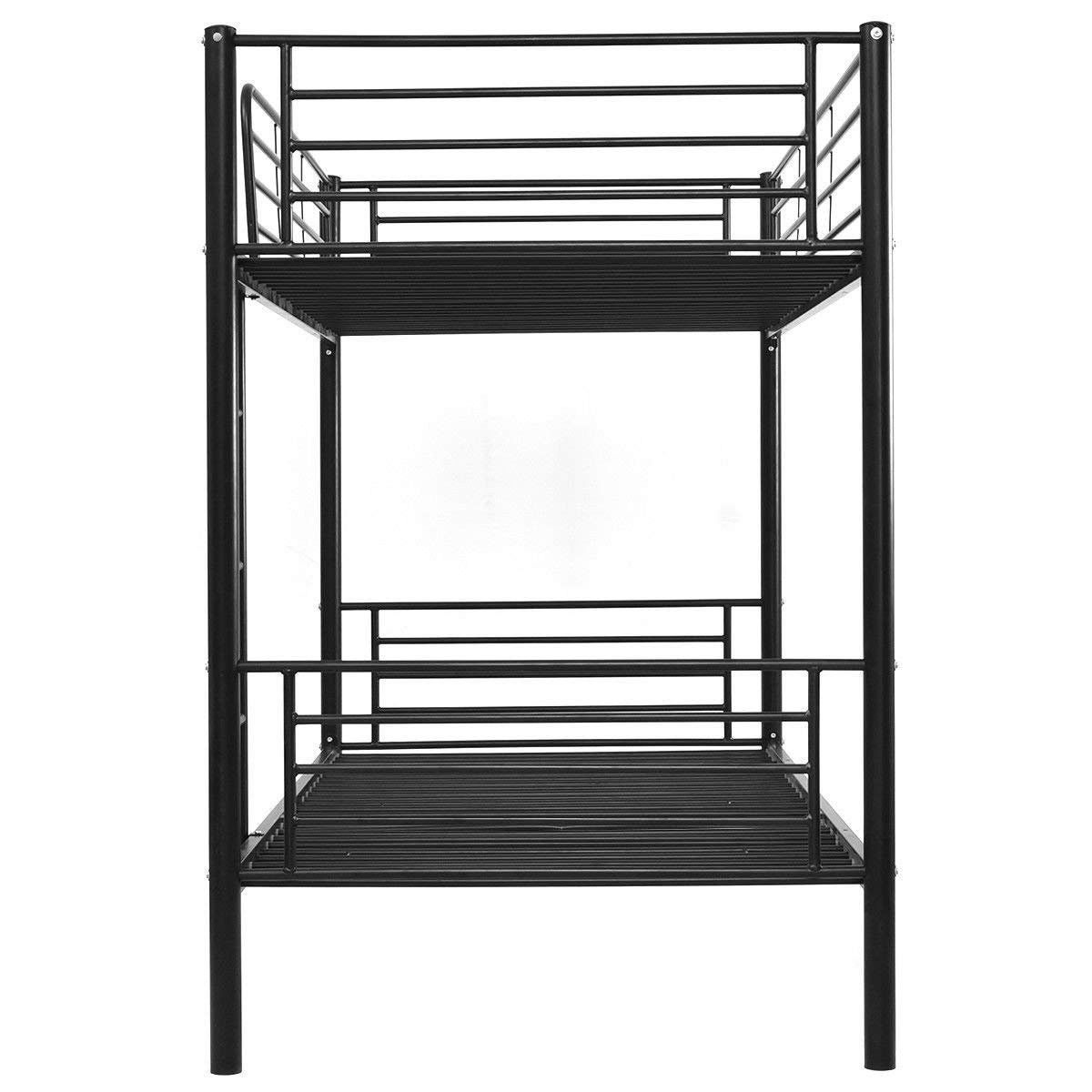 FaFurn - Twin Size Bunk Bed with Ladder in Black/White, Metal