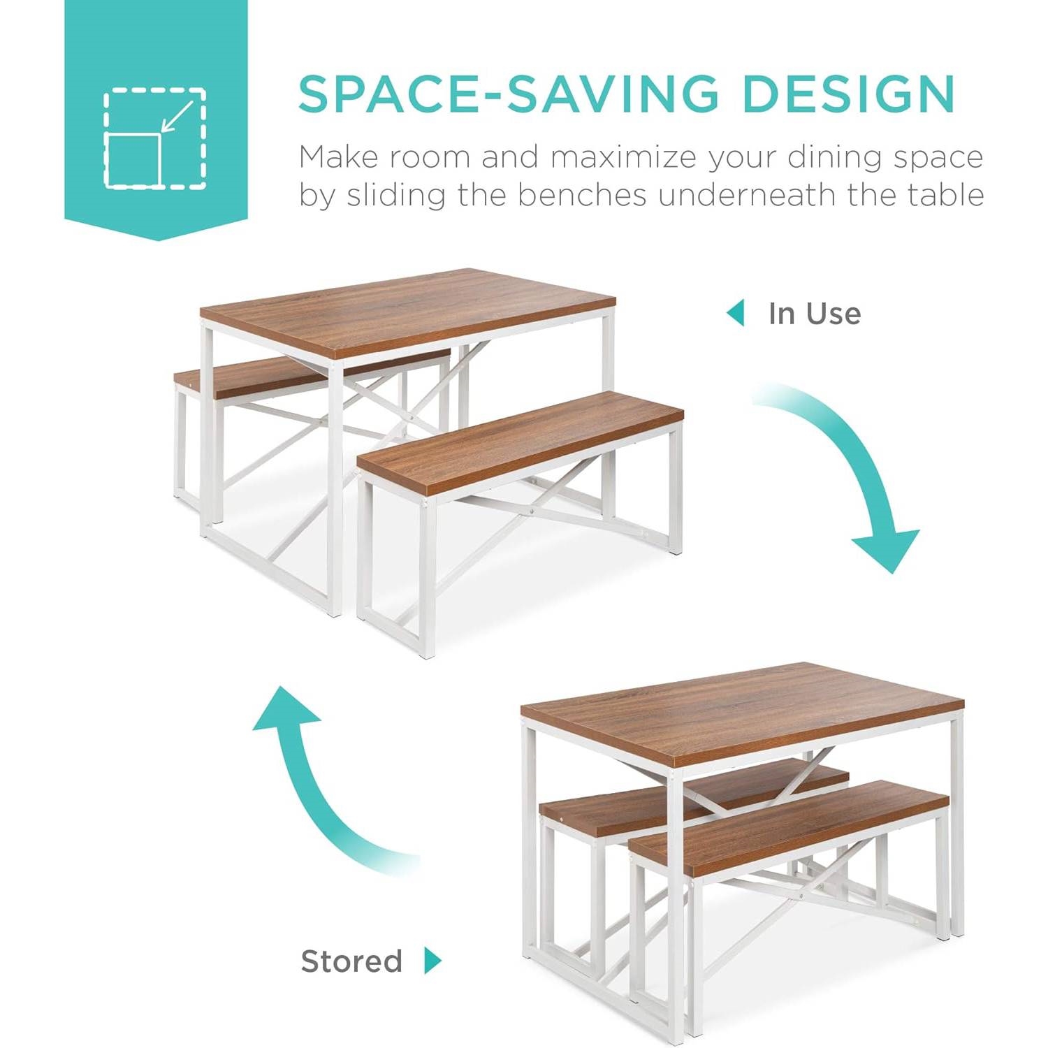 FaFurn™ 3-Piece Modern Dining Set - Walnut, Wood