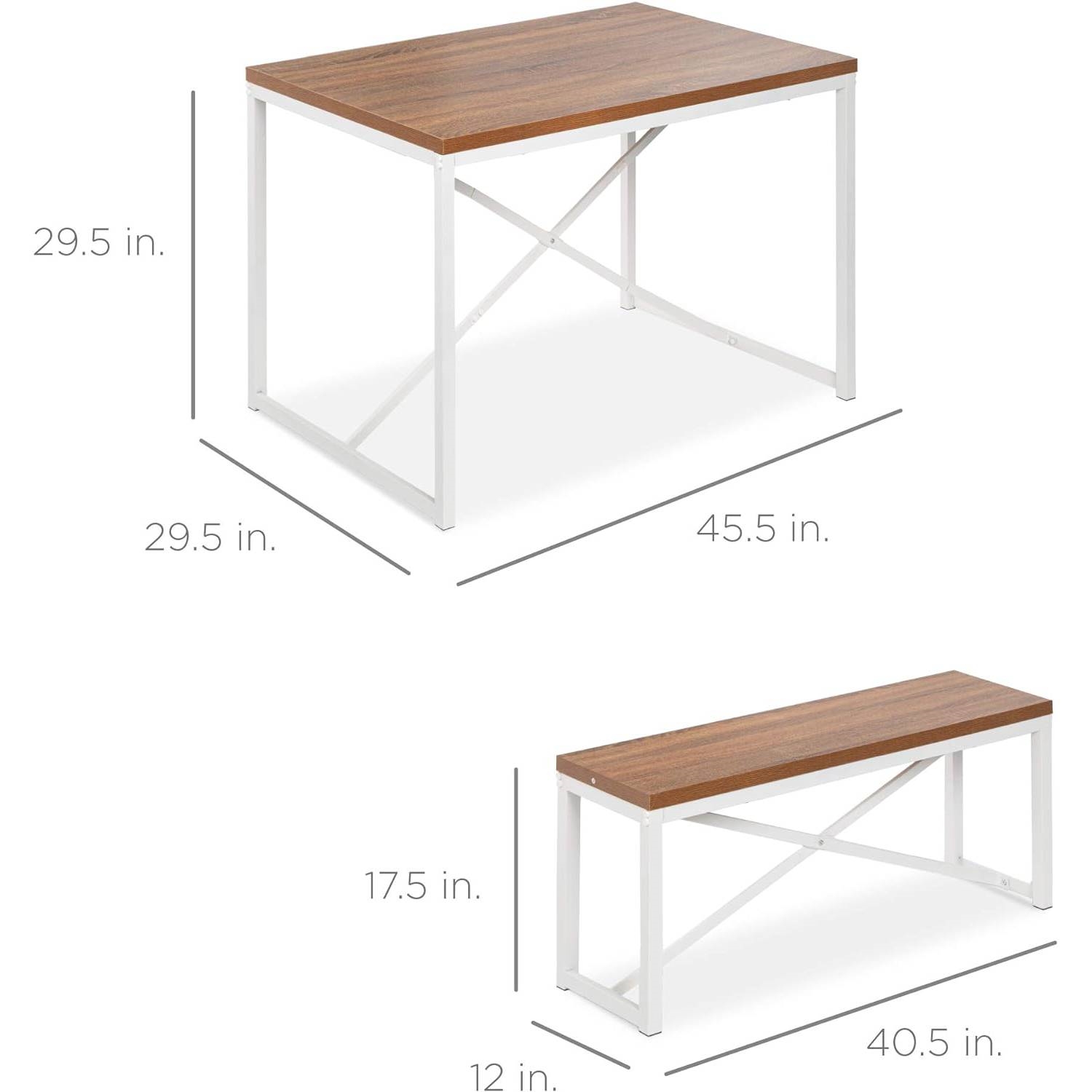 FaFurn™ 3-Piece Modern Dining Set - Walnut, Wood