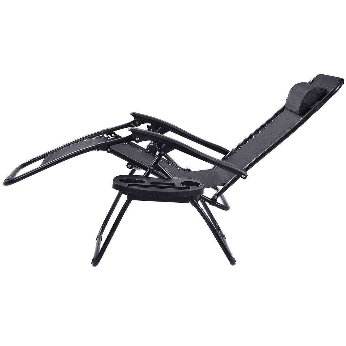 FaFurn - Set of 2 Folding Zero Gravity Recliner Chairs Set in Black