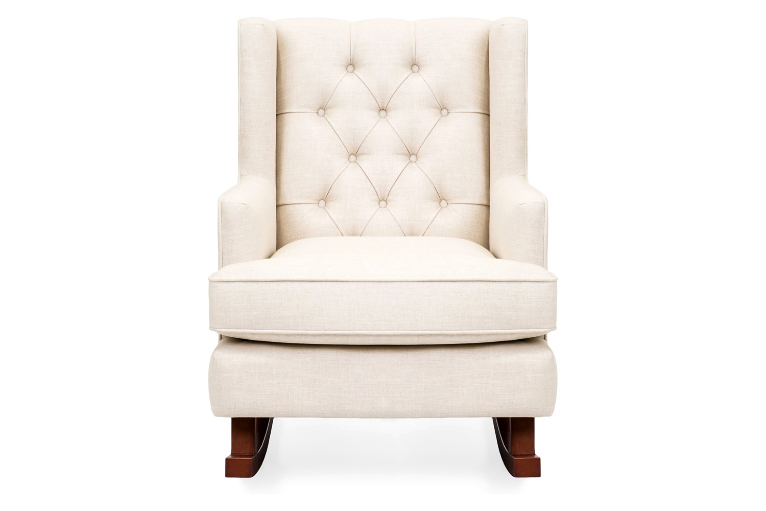 FaFurn - Beige Soft Tufted Upholstered Wingback Rocker Rocking Chair