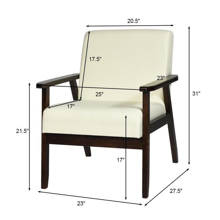 FaFurn Retro Accent Chair with Espresso Wood Frame - Beige