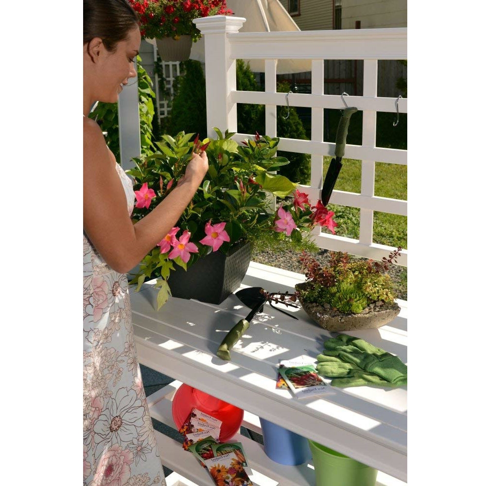 FaFurn - Garden Potting Bench with Shelves in White, Vinyl