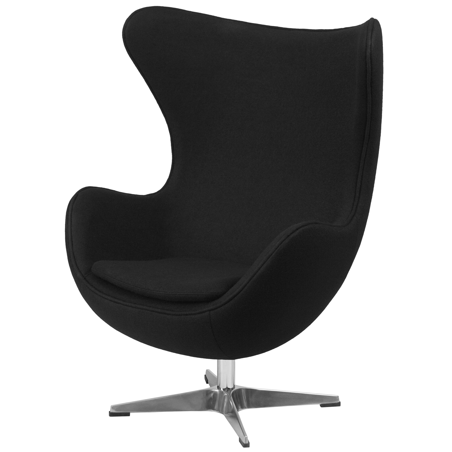 FaFurn Modern Egg Shaped Armchair - Black, Wool/Fabric