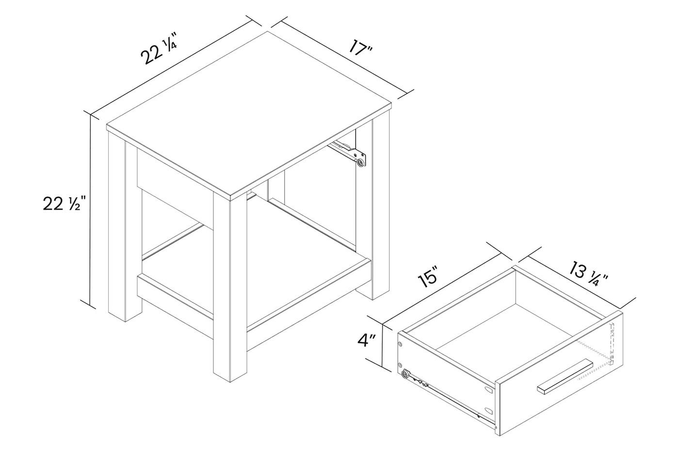 FaFurn™ Farmhouse Traditional Rustic End Table - White Pine, Wood