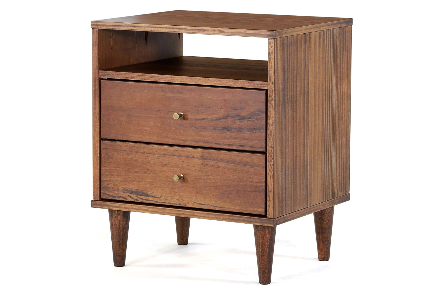 FaFurn - Farmhouse Rustic Mid Century 2 Drawer Nightstand