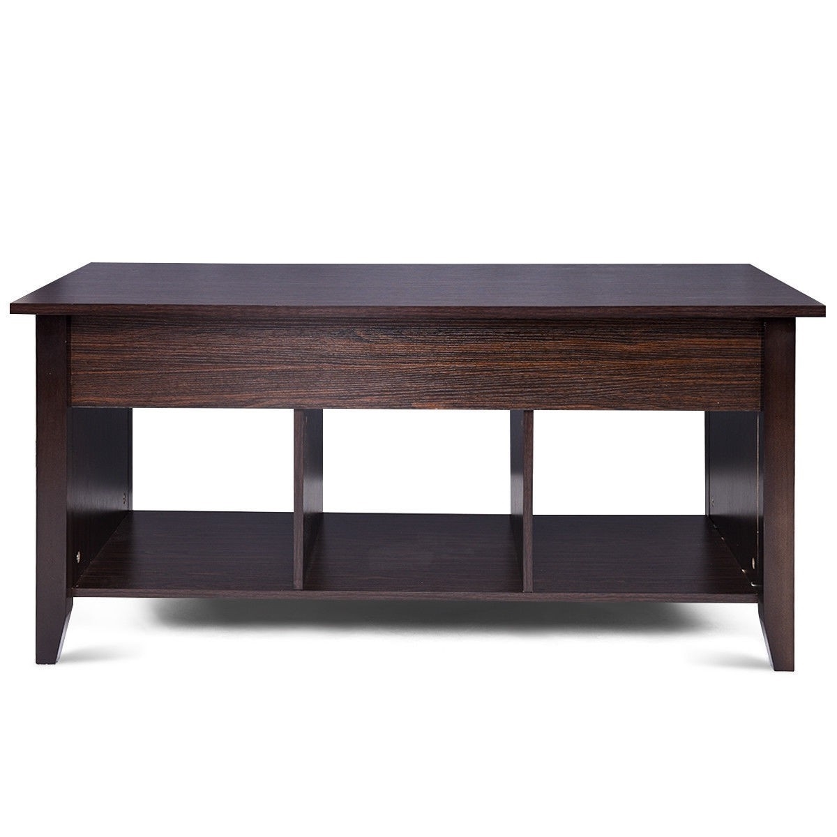 FaFurn™ Coffee Table with Bottom Storage Shelves - Brown, Wood