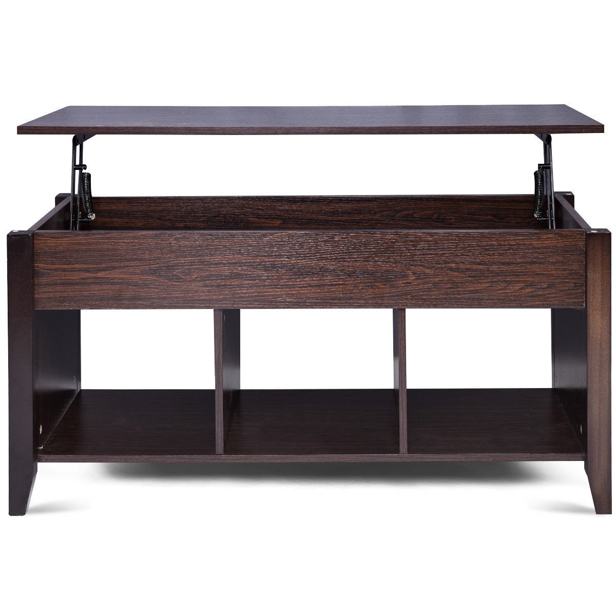 FaFurn™ Coffee Table with Bottom Storage Shelves - Brown, Wood