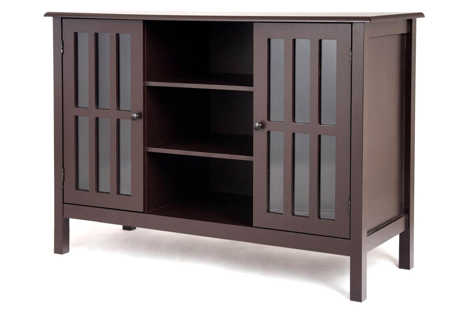 FaFurn - Wood TV Stand with Glass Panel Doors