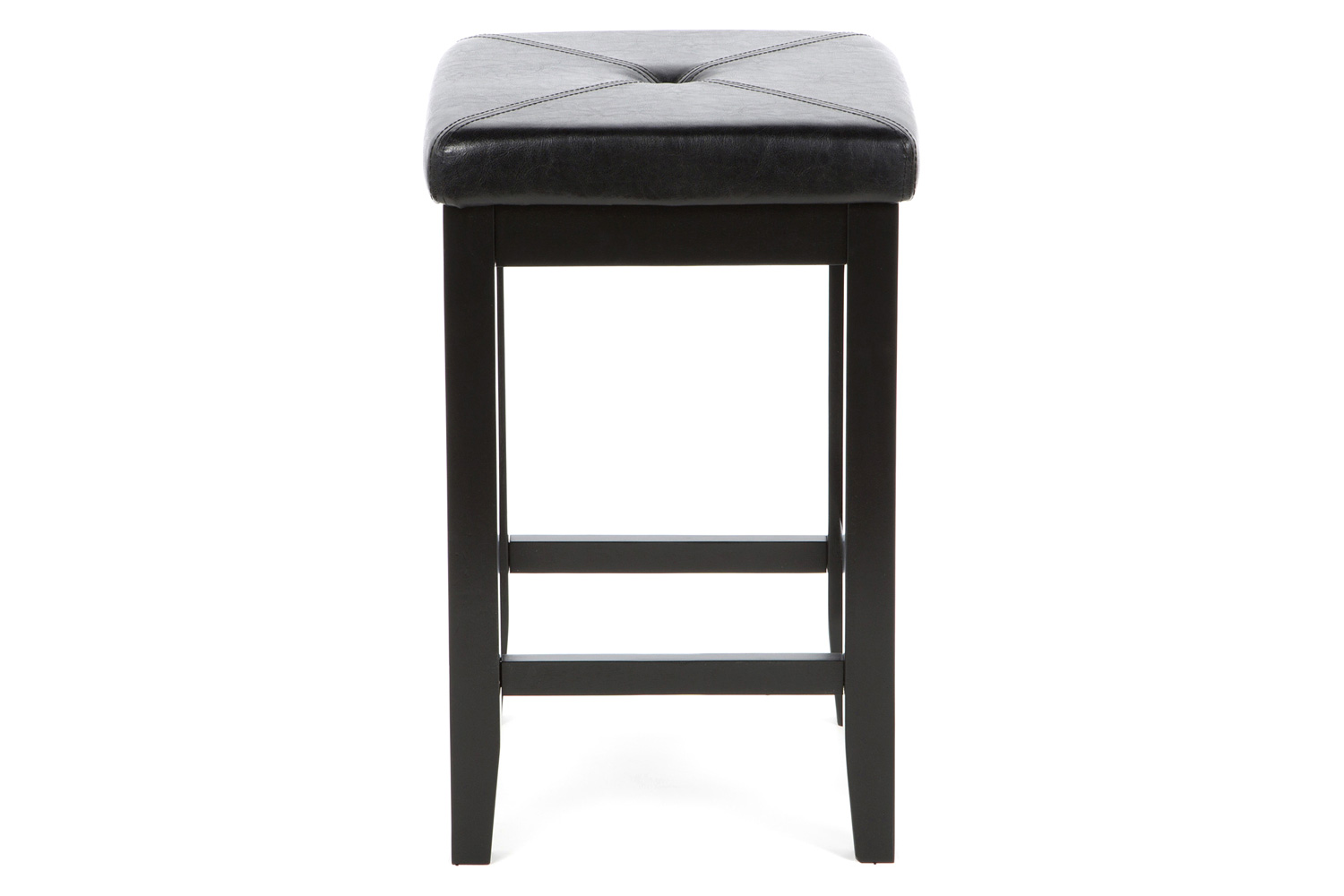 FaFurn - Black 24-Inch Backless Barstools with Faux Leather Seat (Set of 2)