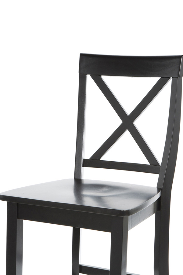 FaFurn X-Back 30-Inch Solid Wood Barstool (Set of 2) - Black