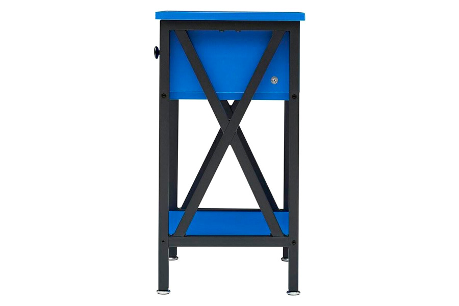 FaFurn™ Set of 2 End Table with 1 Drawer - Dark Blue/Black, Metal/MDF