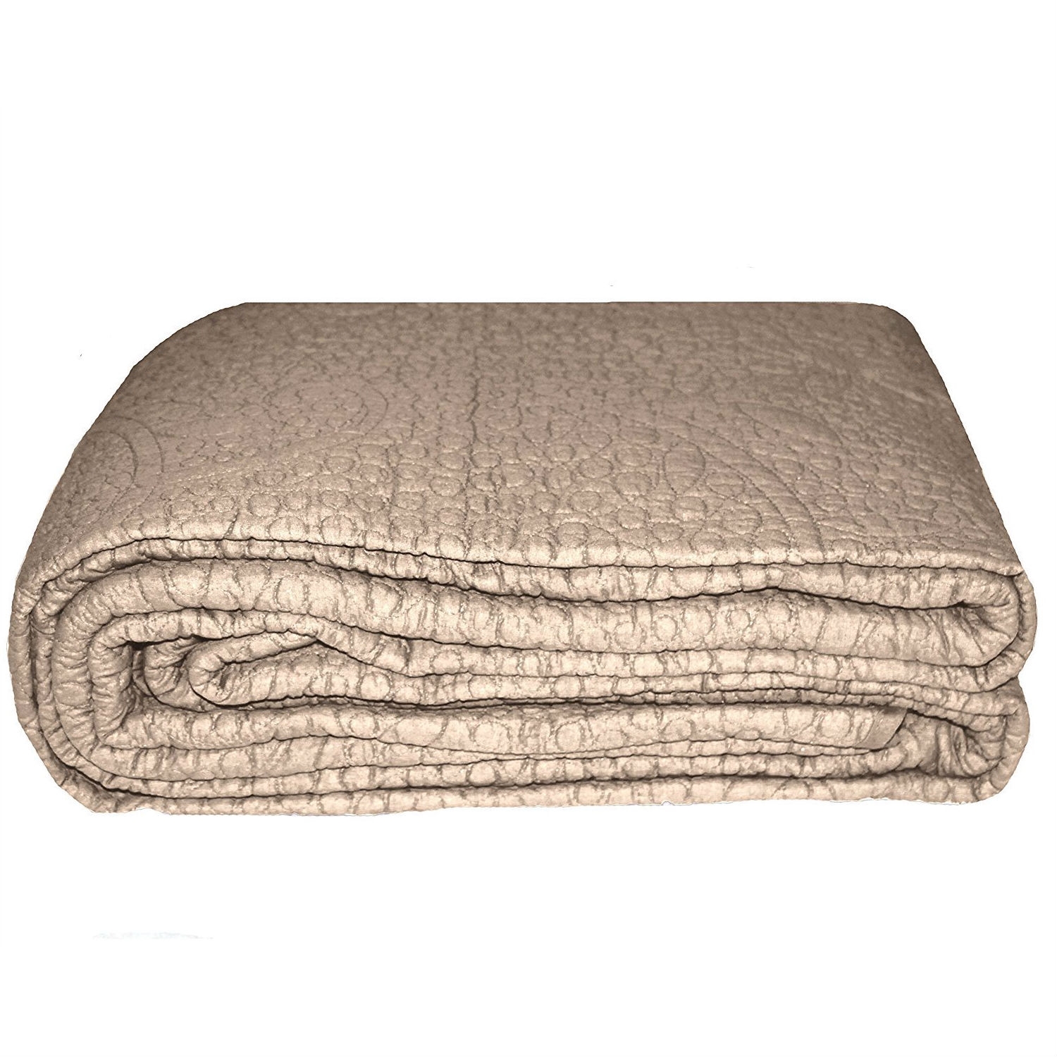 FaFurn 3-Piece Cal/King Size Bedspread with Shamps - Taupe, Cotton