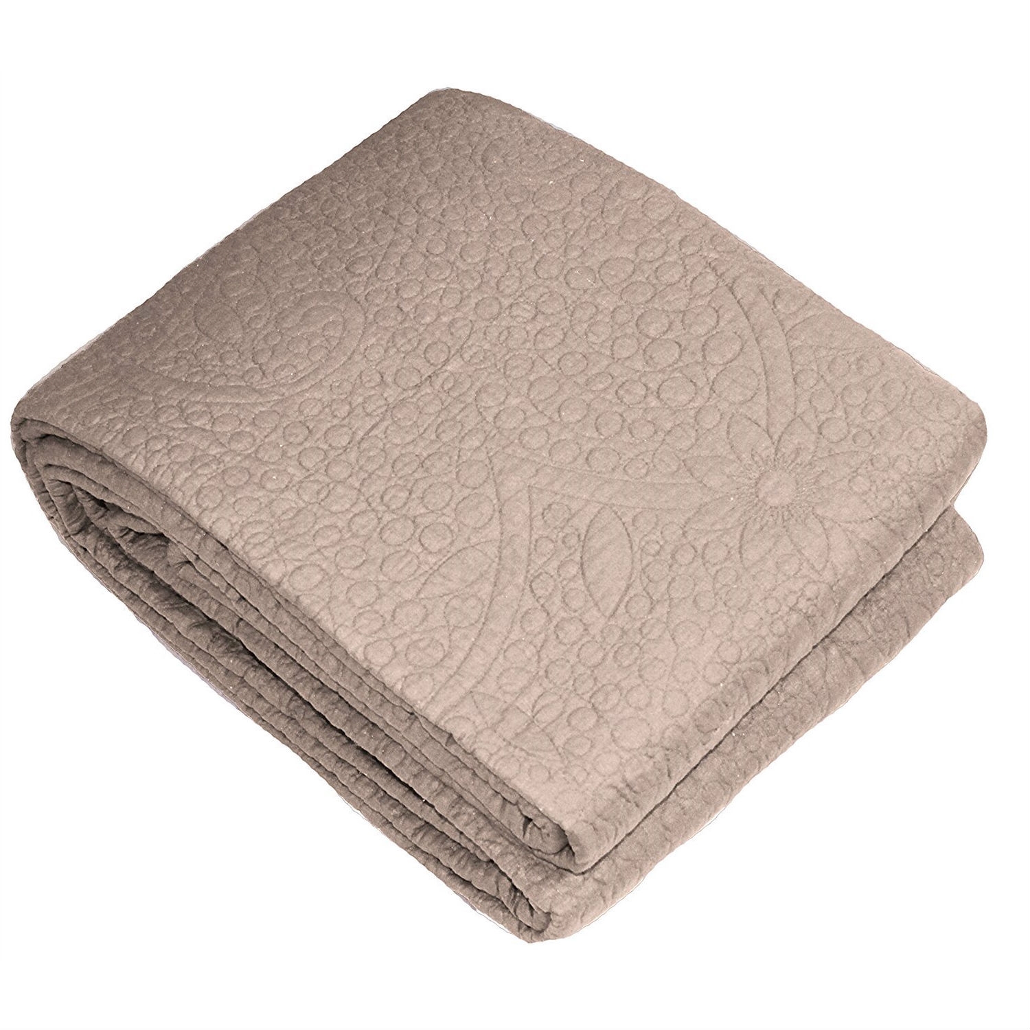 FaFurn 3-Piece Cal/King Size Bedspread with Shamps - Taupe, Cotton