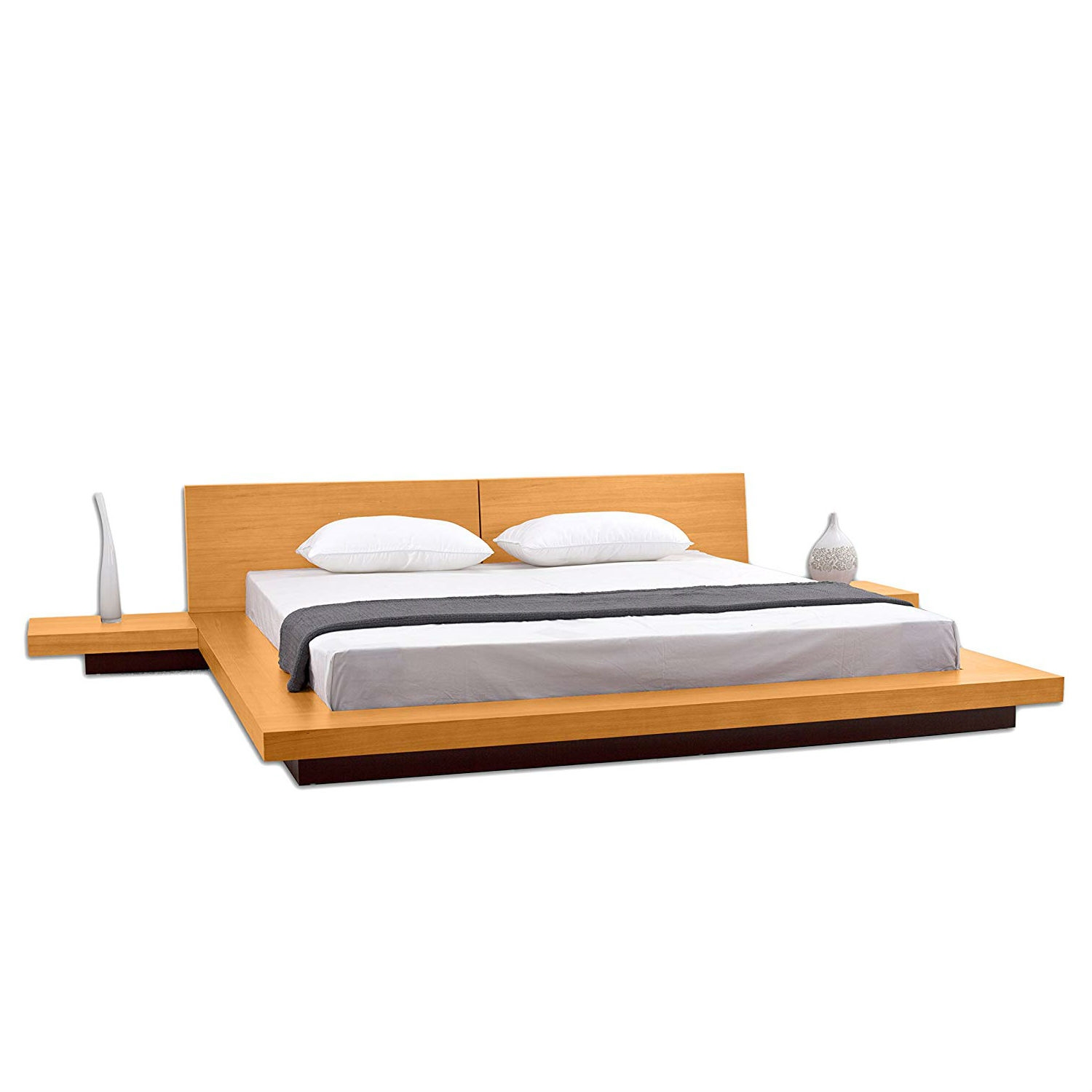 FaFurn - Cal/King Size Platform Bed Frame with Headboard and 2 Nightstands