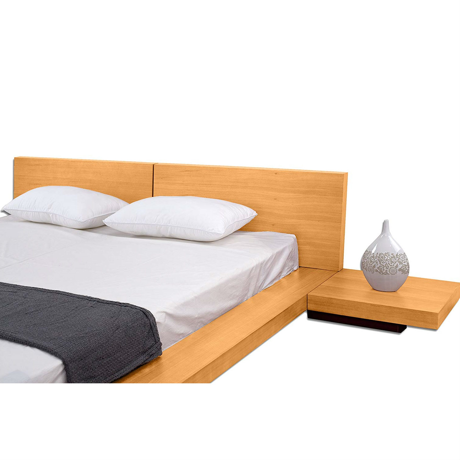 FaFurn - Cal/King Size Platform Bed Frame with Headboard and 2 Nightstands