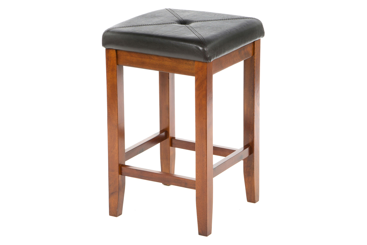 FaFurn - Vintage Bar Stools with Faux Leather Cushion Seat (Set of 2)