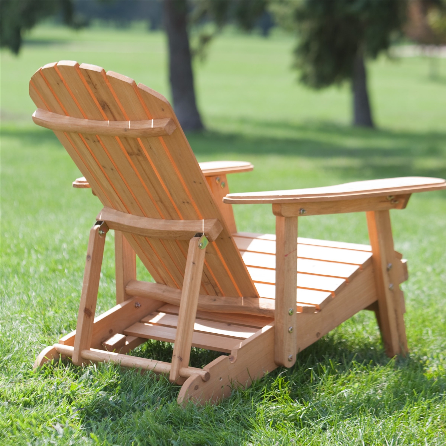 FaFurn - Reclining Adirondack Chair with Pull-out Ottoman in Natural, Wood