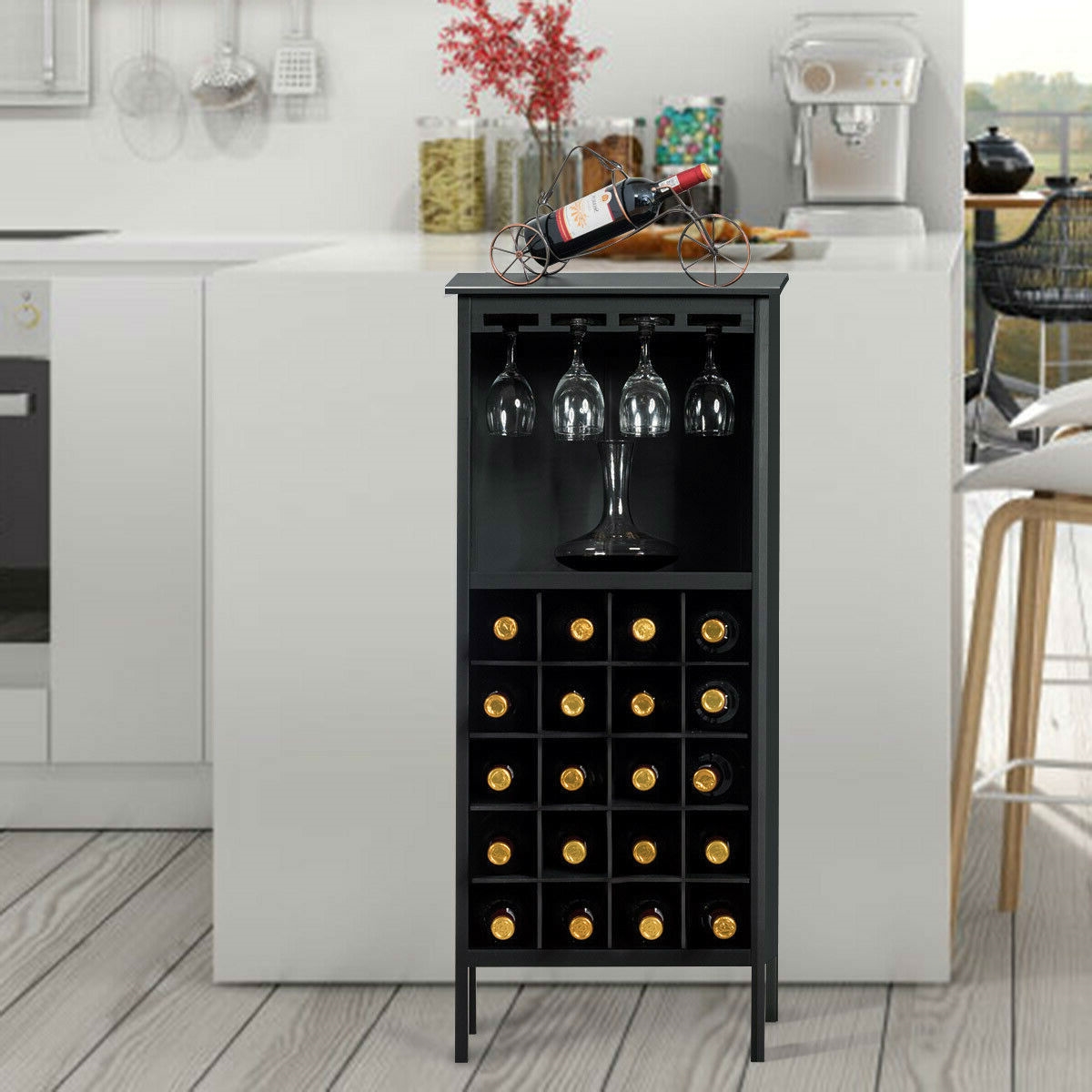 FaFurn 20 Bottle Wine Rack - Black