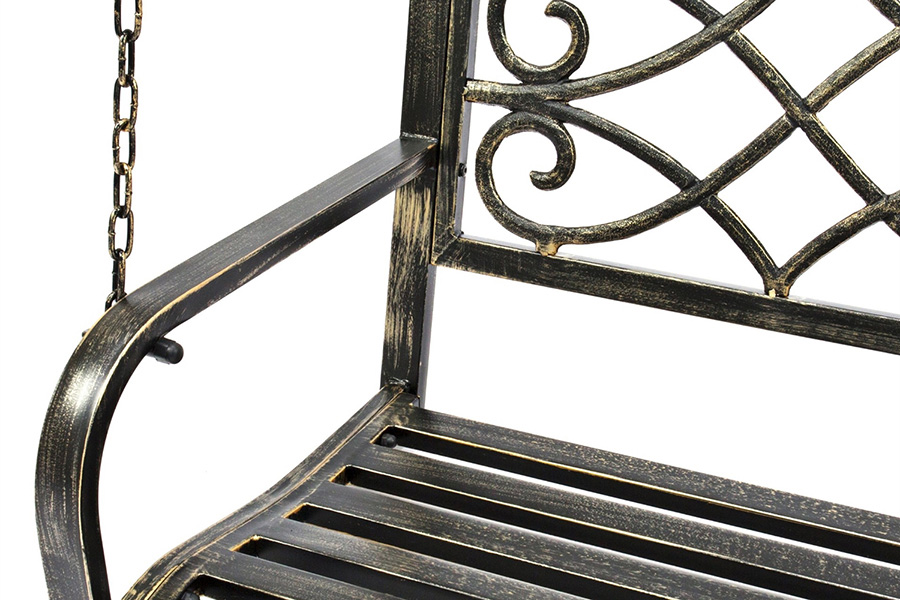 FaFurn Farmhouse Sturdy 2 Seat Porch Swing Bench Scroll Accents - Bronze