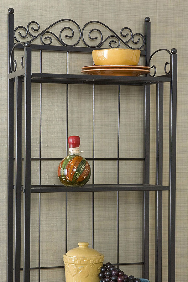 FaFurn - Narrow Wrought Iron Bakers Rack with 5 Shelves