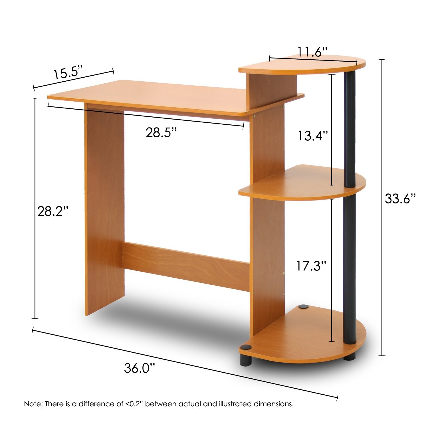 FaFurn - Modern Computer Desk in Cherry Black, Wood