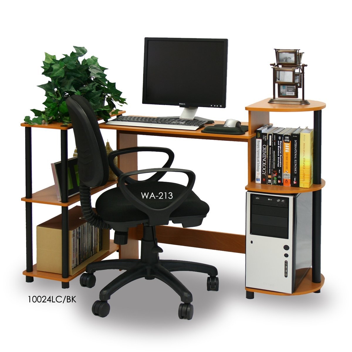 FaFurn - Modern Computer Desk in Cherry Black, Wood