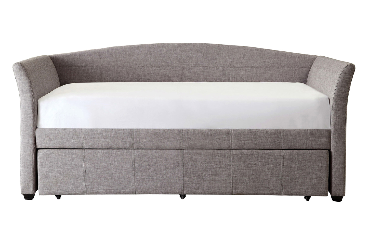 FaFurn - Twin Size Gray Upholstered Daybed with Roll-Out Trundle Guest Bed