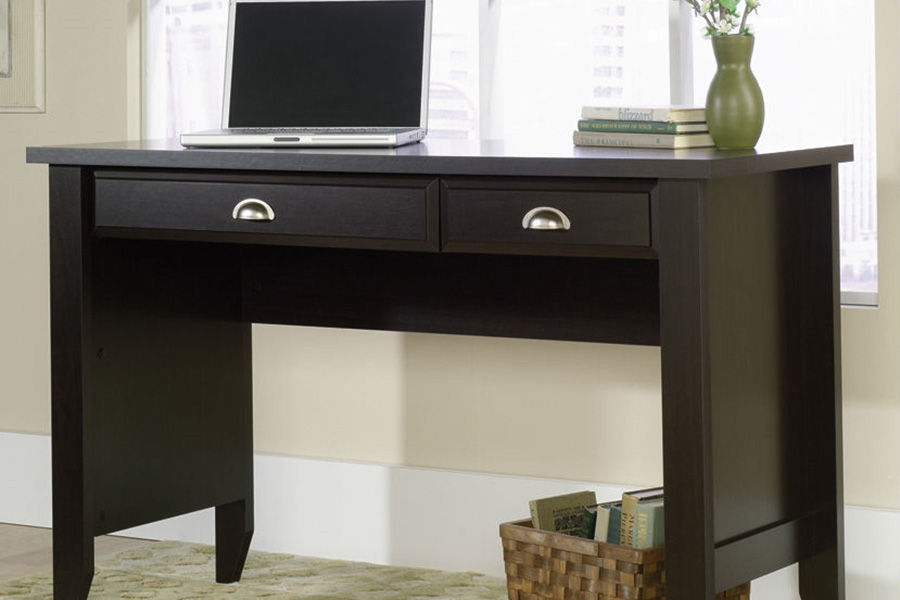 FaFurn - Computer Desk with Keyboard Tray in Dark Brown Wood Finish