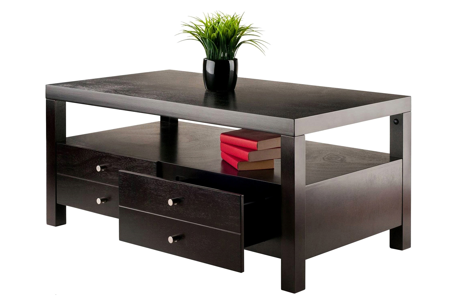 FaFurn™ - Modern Espresso 2 Drawer Coffee Table