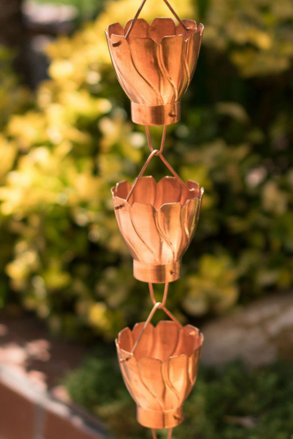 FaFurn™ - Copper 8.5 Ft Floral Petal Cups Rain Chain