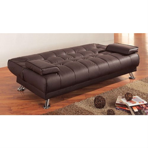 FaFurn™ Modern Sofa-Bed - Brown, Faux Leather