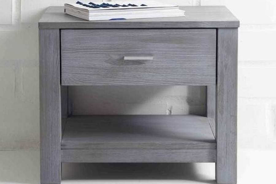 FaFurn - Contemporary Gray Solid Pine 1 Drawer Nightstand