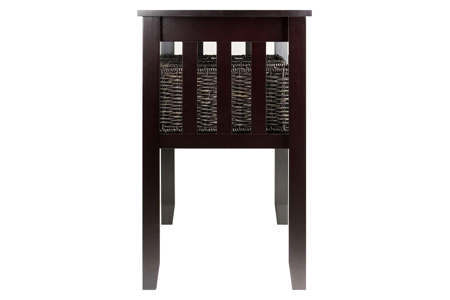 FaFurn - Espresso 2 Tier Entryway Hall Console Table with 3 Storage Baskets