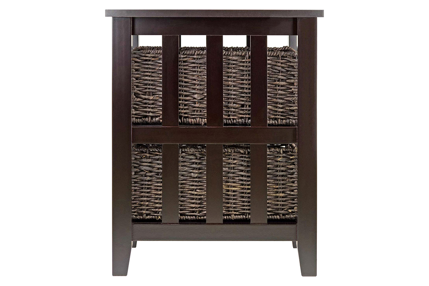 FaFurn - Espresso 3 Tier Bookcase Shelf Accent Table with 2 Small Storage Baskets