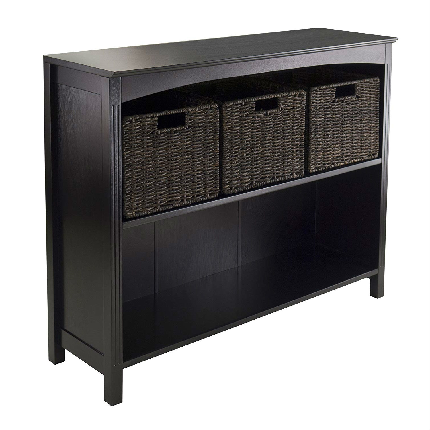 FaFurn 3-Tier Shelf Dresser with 3 Storage Baskets - Espresso