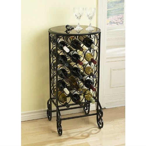 FaFurn - Accent Table with Wine Rack in Black, Iron