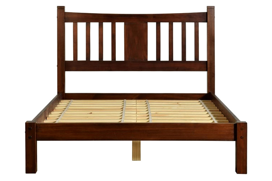 FaFurn Solid Pine Wood Platform Bed with Headboard - Cherry