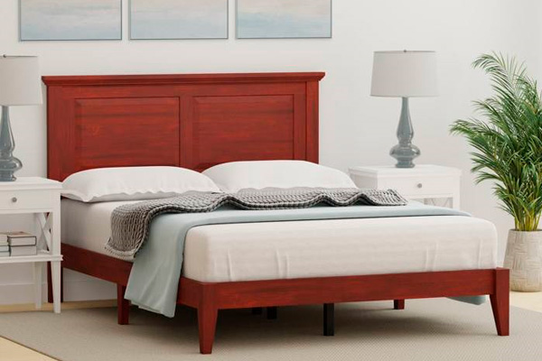 FaFurn Traditional Full Size Platform Bed with Headboard - Cherry, Wood