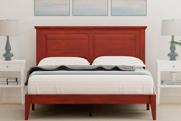 FaFurn Traditional Full Size Platform Bed with Headboard - Cherry, Wood