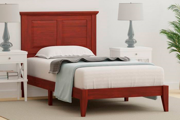 FaFurn Traditional Twin Size Platform Bed with Headboard - Cherry, Wood