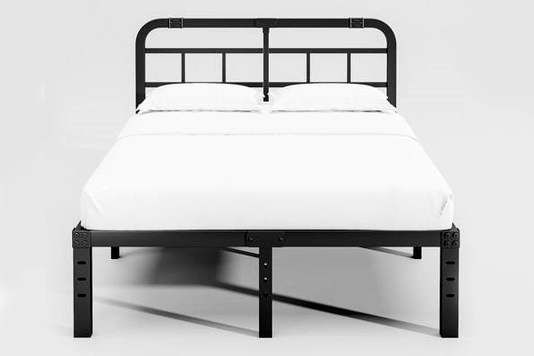 FaFurn California King Size Platform Bed with Headboard - Black, Metal