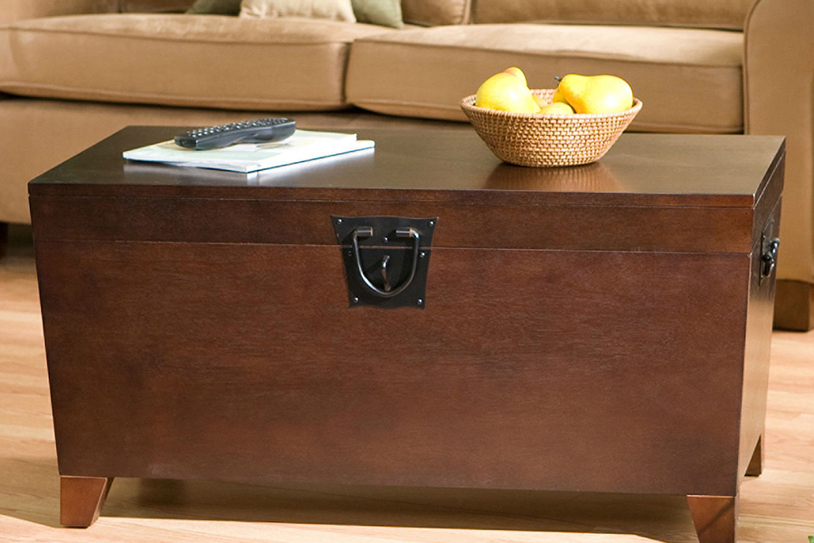 FaFurn Contemporary Lift Top Coffee Table Storage Trunk in Espresso Finish