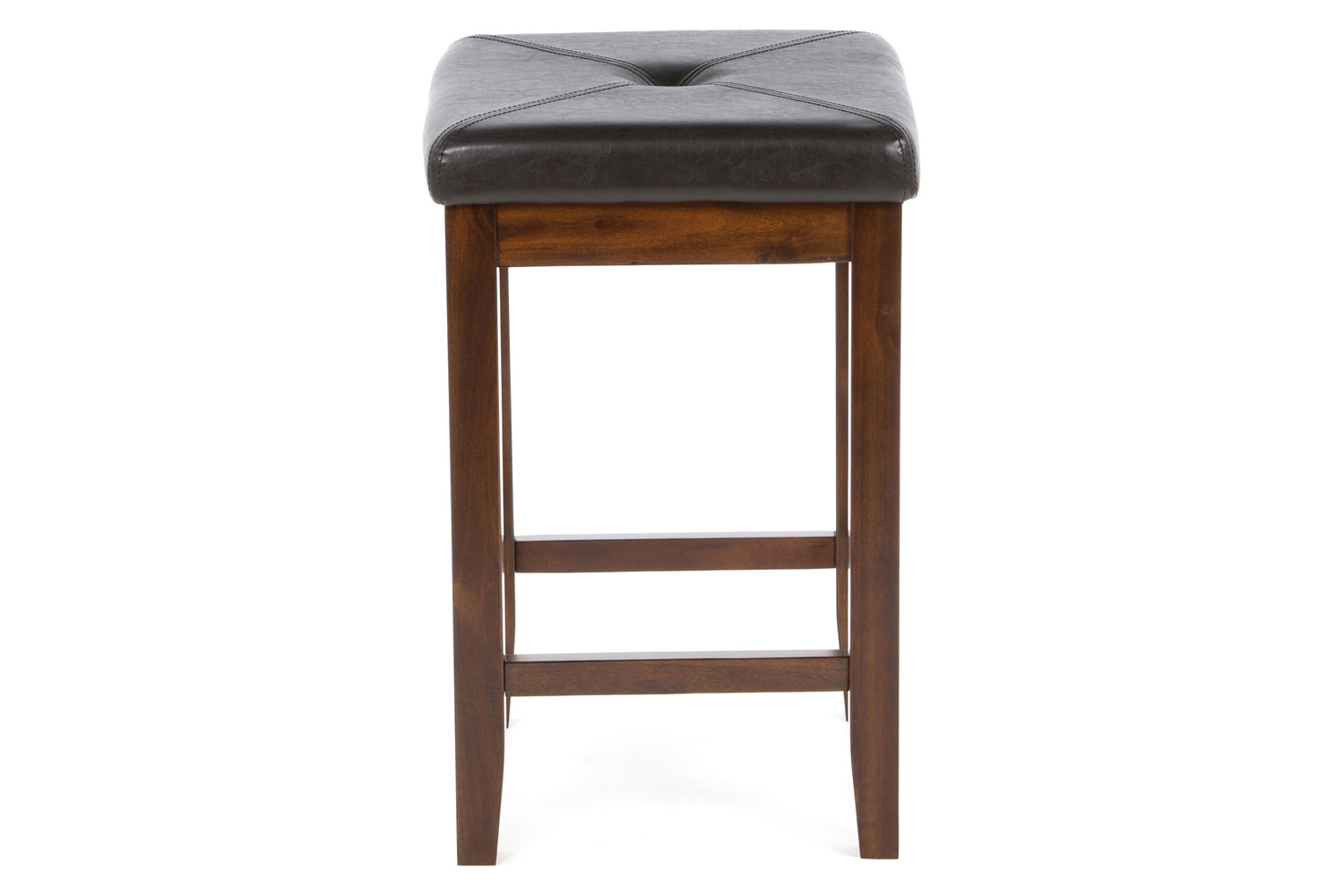 FaFurn Vintage Bar Stools with Faux Leather Cushion Seat (Set of 2) - Mahogany