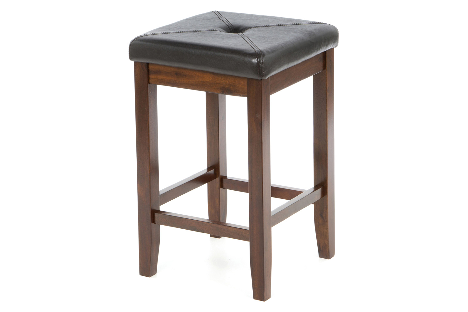 FaFurn Vintage Bar Stools with Faux Leather Cushion Seat (Set of 2) - Mahogany