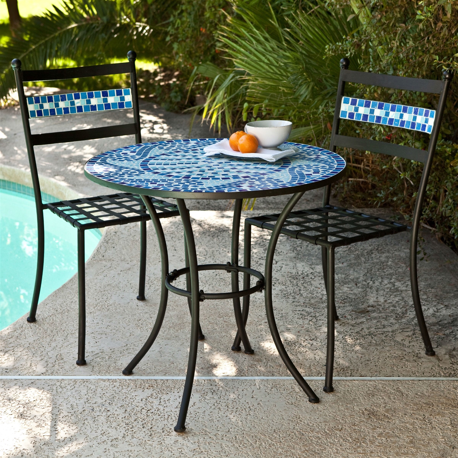 FaFurn - Mosaic Bistro Set in Aqua Blue