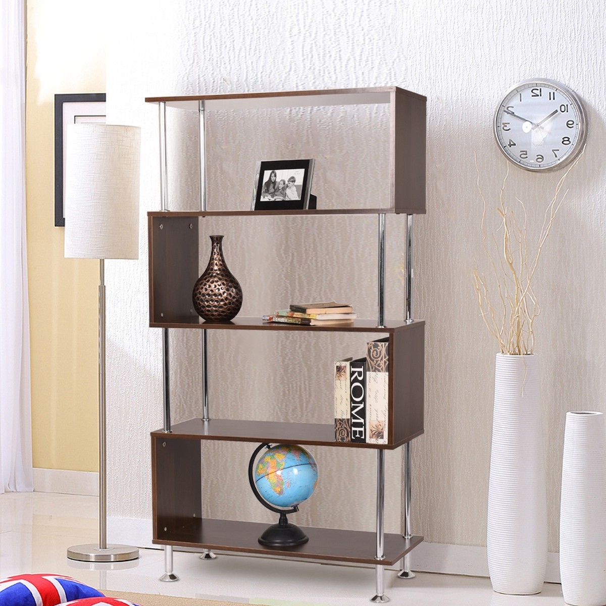 FaFurn Modern 4-Shelf Bookcase - Brown, Wood